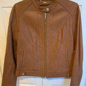 Cole Haan tan leather moto jacket BRAND NEW W/ TAG